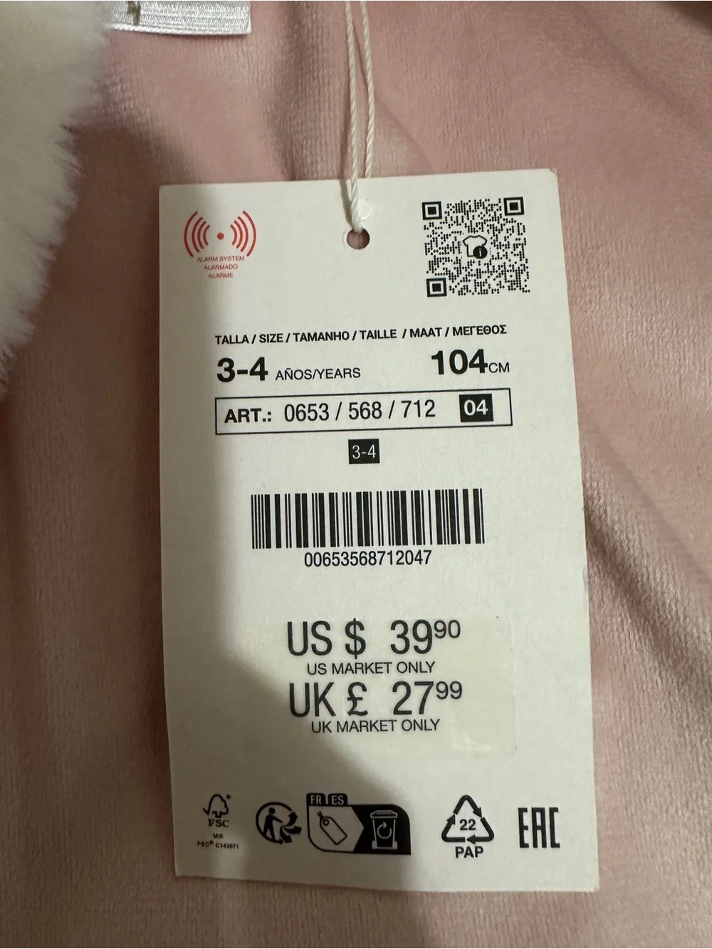 Zara Faux Fur Unicorn Cape Halloween Costume